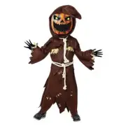 Halloween Scary Scarecrow Pumpkin Bobble Head Costume Large(10-12 yr)