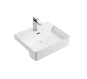 500*420*120mm FIE Petra Gloss White Ceramic Rectangle Semi Recessed Basin