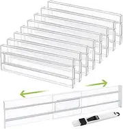 Drawer Dividers, 8 Pack Expandable Drawer Organisers Clear Plastic Drawers Separators, Adjustable Range of 27.6-52 cm Drawer Inserts for Wardrobe for Clothing Kitchen Utensils & Office Storage