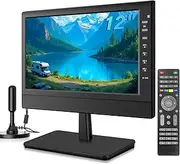 ZOSHING 12" Small 1080P screen TV with freeview Reception and Aerial,Two Power AC/DC-12V,HDMI-USB-VGA Input Ports for Camper/Monitors/kitchens