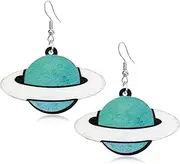 [JNONL] Handmade Wooden Star Celestial Body Painting Lightweight Dangle Drop Earrings Funny Universe Ball Geometry Hook Earrings For Women Girls Jewelry Gifts