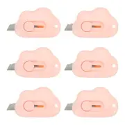 6 Pcs Cloud Shaped Retractable Box Cutters, Pink (2.4x1.5Inch)