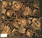 DURALEE Jacobean Floral in Gold/Black 23 1/2 x 25 1/2" Linen Blend Fabric Sample