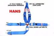 CAM LOCK SEAT BELT BLUE HANS RACING HARNESS SFI 16.1 5 POINT V ROLL BAR MOUNT