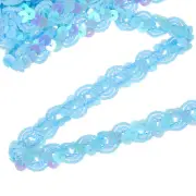11 Yard Sequins Trim Ribbon 0.6 Inch Sequin Gimp Braid Trim, Sky Blue