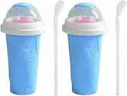 Slushie Maker Cup Quick Freeze Magic Squeeze Cup Milkshake Cup Ice Cream Maker (2, Blue)