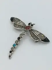 Dragonfly Brooch/Pin/ Pendant Austrian Crystals Silver Plated Marcasite Crystals
