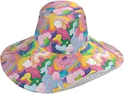 [Yoogain] Abstract Cartoon Colorful Cloud Stars Foldable Womens Sunhats for Beach Vacation Decorative Hats for Sun Protection for Curly Hair Women Beach Accessories Gorras para Mujer para el sol, Abstract