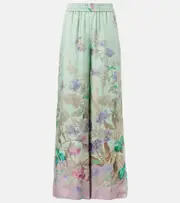 [La DoubleJ] La DoubleJ Floral silk palazzo pants UK 6 green