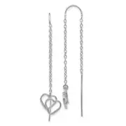 14k White Gold Double Heart Threader Earrings