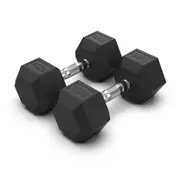2 x 15kg Hex Rubber Coat Iron Dumbell Home Gym Strength Weight Commercial Grade