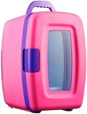 MegLob Portable Compact Refrigerator, 10L Cosmetic Breast Milk Medicine Skin Care Product Freezer, 8 * 330Ml Cans Cooler, Car Camping And Fishing Chiller with Viewing Window,Pink