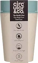 Circular and Co Leakproof Reusable Coffee Cup 8oz/227ml - The World's First Travel Mug Made from Recycled Coffee Cups, 100% Leak-Proof, Sustainable & Insulated. (Cream & Faraway Blue)