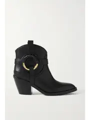 [SEE BY CHLOÉ] SEE BY CHLOÉ - Hana Embellished Leather Ankle Boots - Black - IT40 IT 40 Black