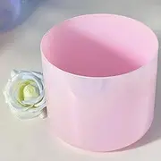 Pink Quartz Crystal Singing Bowl for Yoga Meditation Sound Bath, with Carrying Case Crystal Striker Suede Mallet & O-ring(432Hz,5.5inch A4)