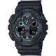 CASIO G-SHOCK 霧黑螢光防磁雙顯計時錶/GA-100MF-1A