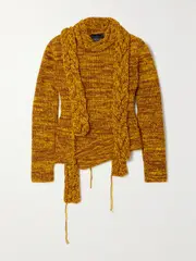 [A.W.A.K.E. MODE] A.W.A.K.E. MODE - Asymmetric Layered Merino Wool-blend Sweater - Brown - medium medium Brown