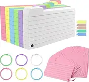 300 Pack Index Cards, 3inch X 5inch Ruled Index Cards with Ring, Colored Lined Flash Cards, Both Sides Note Cards