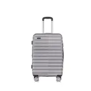 SwissTech Odyssey 76L/66cm Checked Suitcase Luggage Travel Trolley Silver Grey