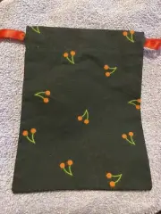 Tarot/Oracle Card Bag Pouch Handmade Drawstring 5x7 Black Red Cherry Cherries