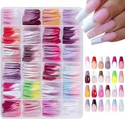 Press Nails - Full Cover False Nails | Detachable Artificial French Press Nails for Women, Friends, Family
