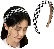 ZAHSY Checkered Padded Headband Checkerboard Headbands Black and White Headbands for Women Sponge Puffy Headband Head bands Christmas Hair Accessories Buffalo Check Hairbands