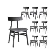 Claire Dining Chair Set of 8 Solid Oak Wood Fabric Seat Furniture - Black