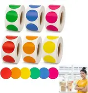 3000Pcs Colored Dot Stickers, Label Sticker Round Color Coding Labels Circle Dots Labels Circle Stickers for Office,Classroom,Family（6 Colors, 500 Labels/Roll）