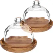 2 Sets Dessert Display Plate Baby Cake Servering Serving Tray with Lid Stand