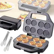8 Holes Mini Waffle Maker Machine,Mini Waffle Maker Machine,850w Double-Sided Heating,Easy Tiny Chaffle Baker for Home Restaurants, Small Bites for Kids, Perfect for Breakfast, Desserts