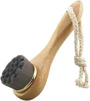 DECORNIJIA Facial Cleansing Brush with Wooden Long Handle Exfoliating Face Brush for Deep Pore Cleaning Manual Spa Wash Massage Tool for All Skin Types Blackhead and Acne