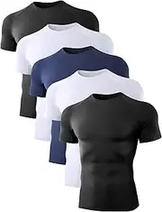 [Dalavch] 5/6 Pack Men’s Compression Shirts Short Sleeve Cool Dry Sports Athletic Workout Base Layer Undershirt T-Shirt Tops
