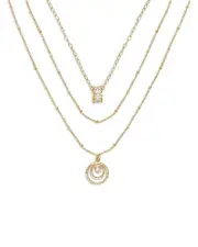 Ettika Circles of Crystal Dainty Layered Necklace Set