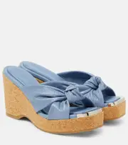 [Jimmy Choo] Jimmy Choo Avenue croc-effect leather wedges AU 7.5 blue