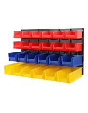 [Giantz] 24 Bin Wall Mounted Rack Storage Tools Organiser Work Bench Garage in Multi
