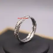 Solid 925 Sterling Silver Weaved-Shaped Ring Women's Band Size 10 4.5mm Width