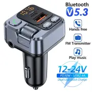 Car Bluetooth Receiver USB U Disk Read PD20W Fast Charging Digital Display Car Mobile Phone Adapter FM Transmiter with L