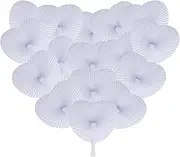60 Pack Folding Hand Fan Wedding Fans for Guests Paper Fans for Wedding Favors Heart Shaped Assortment with Plastic Handle for Birthday Party Supplies Wedding Decorations