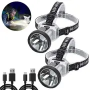 2X Rechargeable Headlight Super Bright 990000LM Headlamp Head Torch Flashlight