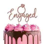 Engaged Rose Gold Plated Cake Topper