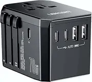 LENCENT 70W GaN Travel Adapter - Universal Power Adapter with 3X USB-C PD3.0 & 2X USB-A QC Ports, International Charger for AU/US/UK/EU