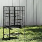 i.Pet Bird Cage 83 x 50 x 138cm Large Guinea Pig Pet Birds Parrot Ferret Cages Aviary Budgie Finch Canary Stand Toys, Black 2 Perch with Wheel + Slide-Out Removable Tray