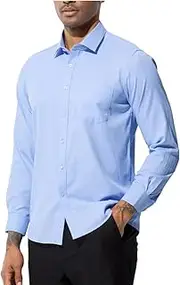 [Casey Kevin] Men's Long Sleeve Dress Shirt Business Casual Wrinkle-Free Comfortable & Breathable Slim Fit MA3533 1pcs