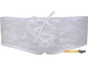 White Lace Crotchless Hipster Ladies Underwear Corset Lacing Plus Size 8 to 20