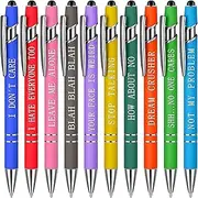 Funny Pens with Complaining Words 10Pcs/Set 0.5mm Tip Day of the Week Pens Smooth Sarcastic with Clip & Touch Screen End Ballpoint for School Office