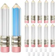 RONRONS 12 Pieces Pencil Shaped Lip Gloss Tubes, Empty Mini Clear Balm Containers, 5ml Plastic Refillable Bottles for Women Girls Gifts