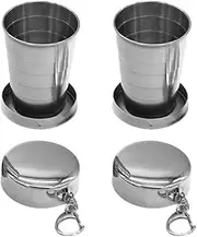Collapsible Cup,Camping Mug,Shot Glasses Collapsible Cup Stainless Steel Camping Mug Telescopic Portable 75ML Folding Cup with Keychain 2Pcs 75 ml 75 ml 75 ml