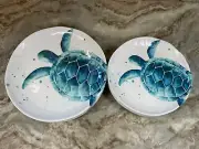 Sealife Plates By Sigrid Olsen Sea Turtles. Melamine Dinner, Salad. Set Of 8 New
