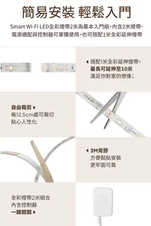 【Philips 飛利浦】 WiZ 智慧照明 全采燈帶2米 含控制器 110V (PW001) 高雄永興照明