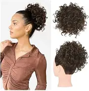 Hairpiece Synthetic Messy Hair Bun Hairpiece Elastic Drawstring Curly Wave Scrunchies Ponytail Extension Daily Use(4-30)